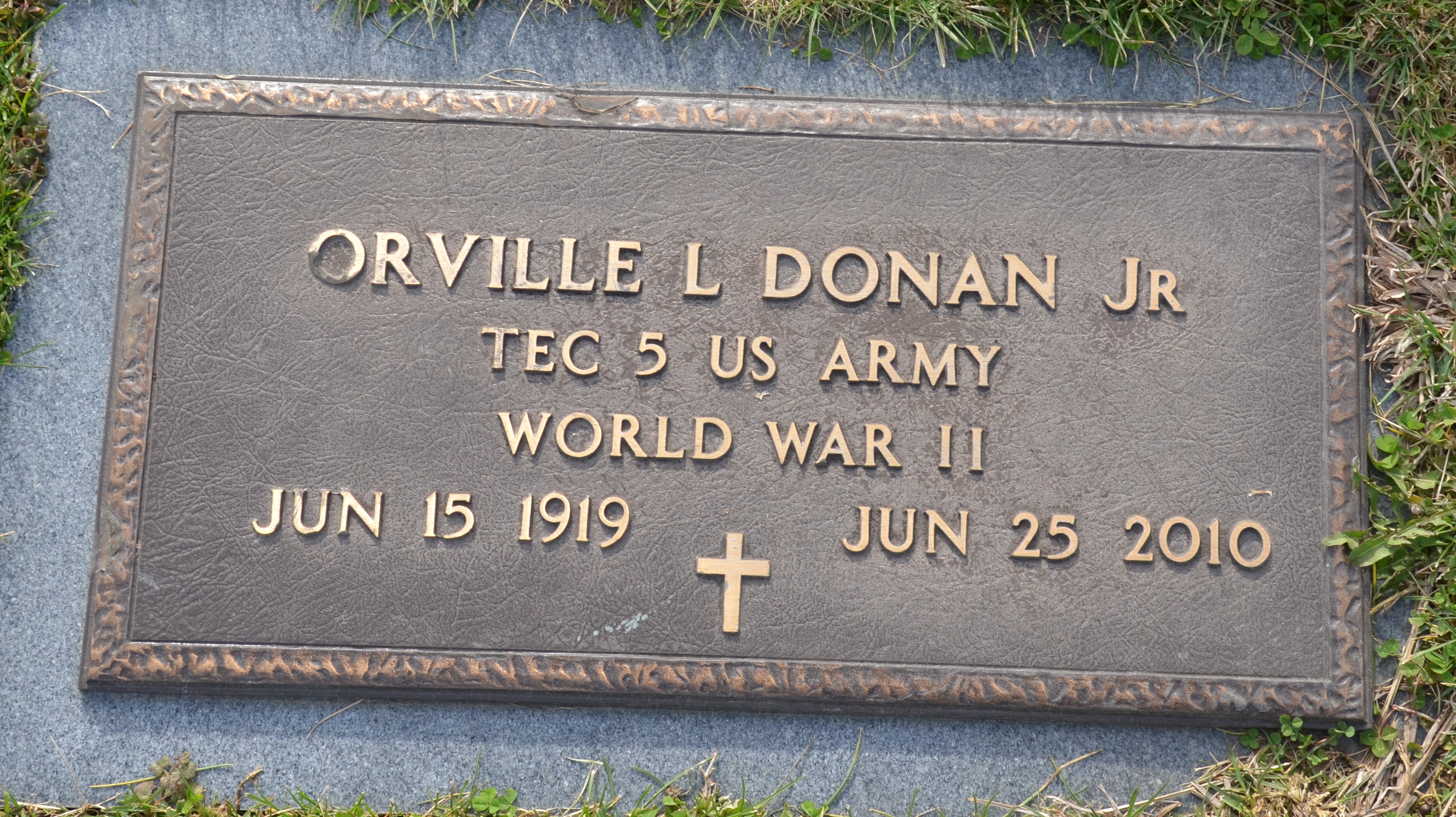 Military memorial for Orville Donan